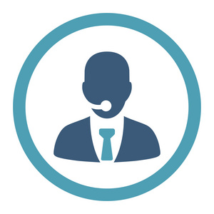 呼叫中心运营商平蓝绿色和蓝色颜色圆形的矢量图标照片