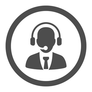 呼叫中心平面灰色圆形矢量图标照片