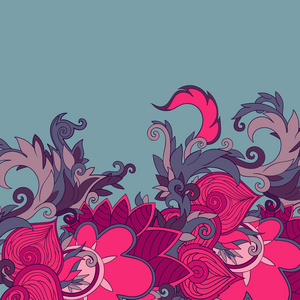 矢量手绘花卉插图的抽象彩色背景