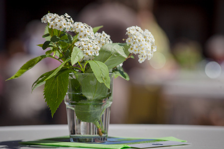盛开的夏天束鲜花，在桌子上