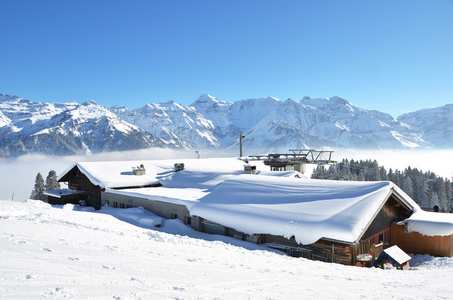 Braunwald，瑞士在冬天