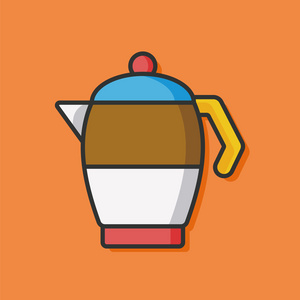 咖啡壶水壶颜色线图标