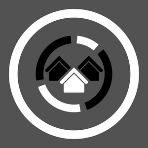 房地产图平面黑色和白色圆形字形图标