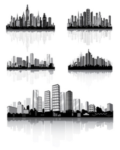 摩天大楼与现代城市全景。城镇体系结构