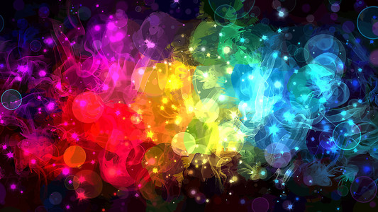 七色彩虹光亮七色的云彩背景照片