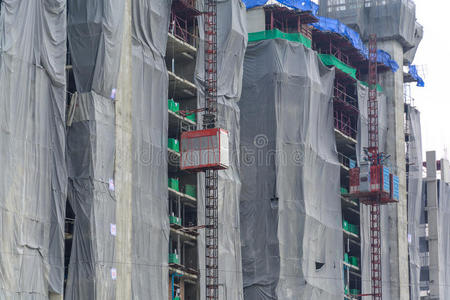 在下面 机器 机械 装载机 起重机 建造 直立 建设 摩天大楼