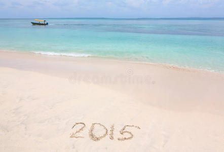 2015年数字写在沙滩上