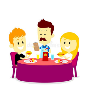 咖啡厅 · · 雷斯塔在笔记本点菜的餐厅服务员在一家咖啡馆点菜服务