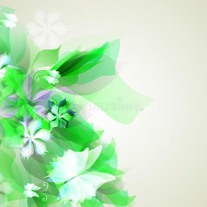 背景为浅绿色抽象花朵