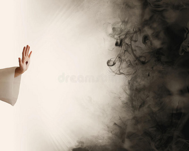 耶稣的手耶稣之手阻止黑暗照片