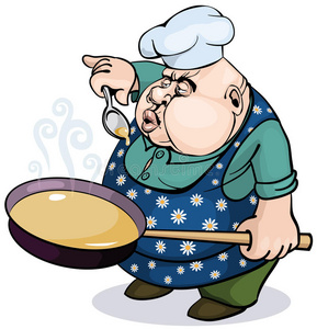 水果大厨厨师长 主厨 大厨 第一厨师大厨炒菜自信的厨师在大厨房里