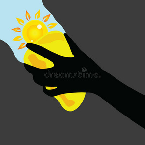窗户清洁海绵黄色太阳插图