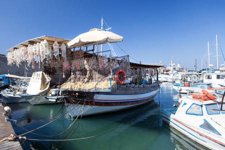 希腊的木制渔船