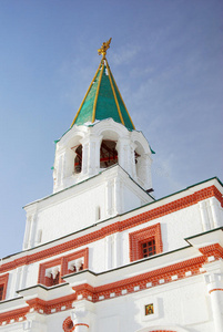 冬天的科洛门斯卡耶公园的旧塔。