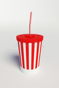 带条纹和吸管的电影院可乐杯.照片