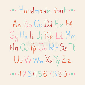 简单的彩色手绘字体。完成abc