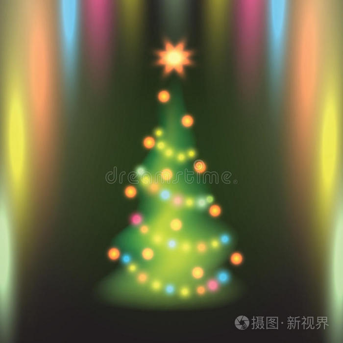 彩色背景上的圣诞冷杉树。