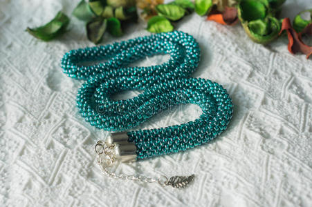 绿蓝串珠项链
