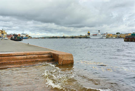 图里 涟漪 码头 建筑 花岗岩 洪水 内瓦 欧洲 场景 路堤