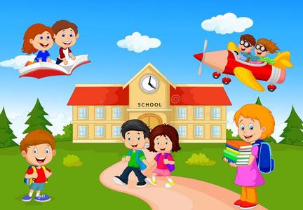 学校俯视图卡通图片