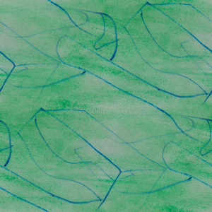无缝绿色，蓝色图案水彩纹理