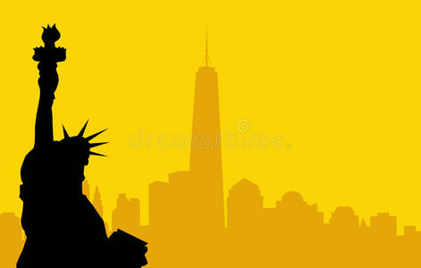 自由女神像与纽约天际线载体