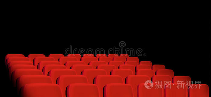一排排黑色背景的红色电影院座位 插画 正版商用图片1jx3vj 摄图新视界