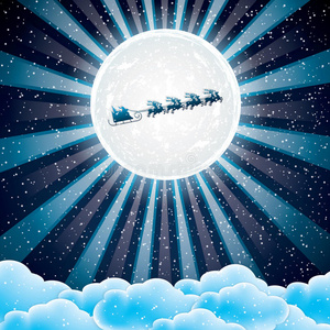 圣诞老人骑着驯鹿雪橇