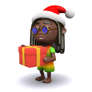 3d rastafarian圣诞老人带来礼物