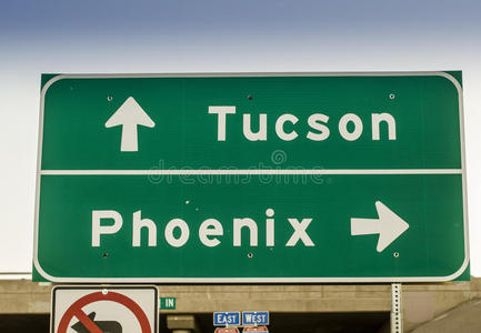 图森，凤凰城，亚利桑那州公路路标美国
