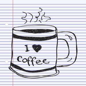简便的涂鸦的咖啡杯