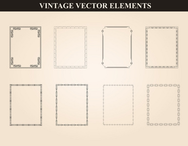装饰复古框架和边界设置矢量
