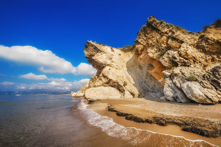 希腊扎金索斯岛的海滩酒店 受保护的蠵蠵龟筑巢的站点