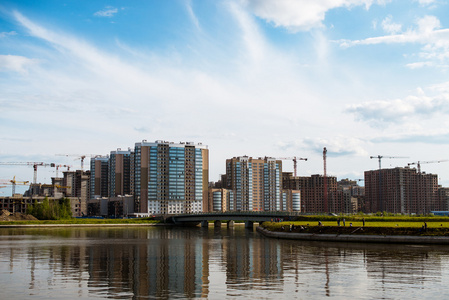 新建的住宅小区在俄罗斯圣彼得堡的波罗的海明珠