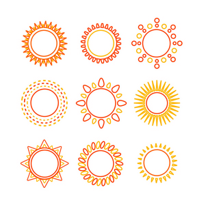 太阳集的大纲图标。矢量