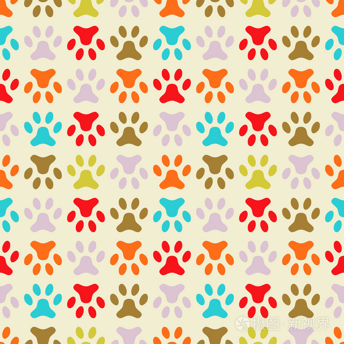 动物无缝模式的爪子足迹.无尽的纹理