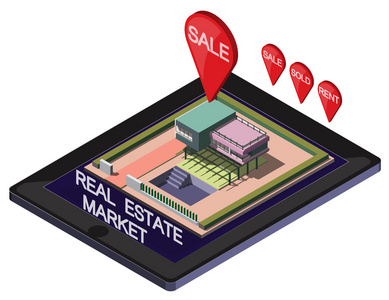 信息图形在线房地产市场概念的插图
