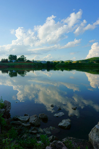 乡村景观湖树林