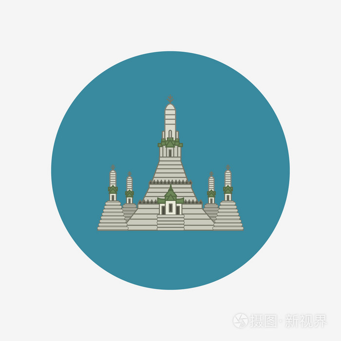 坠毁的郑王庙,曼谷,泰国插画-正版商用图片1jz4lg-摄图新视界