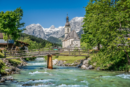 拉姆绍山村庄，Berchtesgadener 土地，巴伐利亚德国