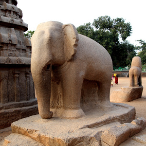 五个 rathas 在 Mamallapuram，泰米尔纳德邦，印度情结