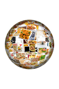 世界美食拼贴地球仪图片