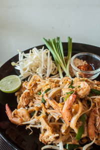 泰国食品炒 Xo 酱和炸的虾在 Thaila