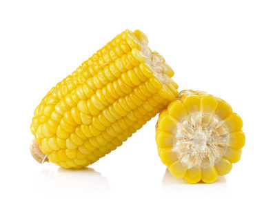 在白色背景上的玉米