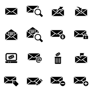 黑色的矢量电子邮件图标集