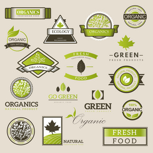 新鲜和天然食品的商标图片