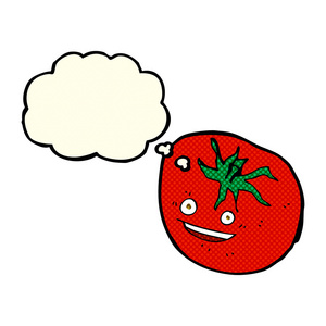 卡通快乐番茄与思想泡泡