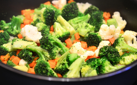 清蒸的蔬菜特写图片