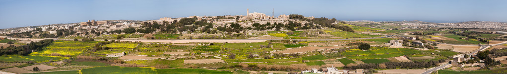 姆迪纳附近的全景视图字段, 马耳他
