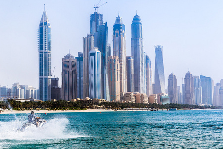 迪拜滨海城市景观，阿拉伯联合酋长国